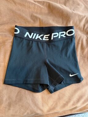 Nike Black Women's Pro Training Bike Shorts with White Swoosh